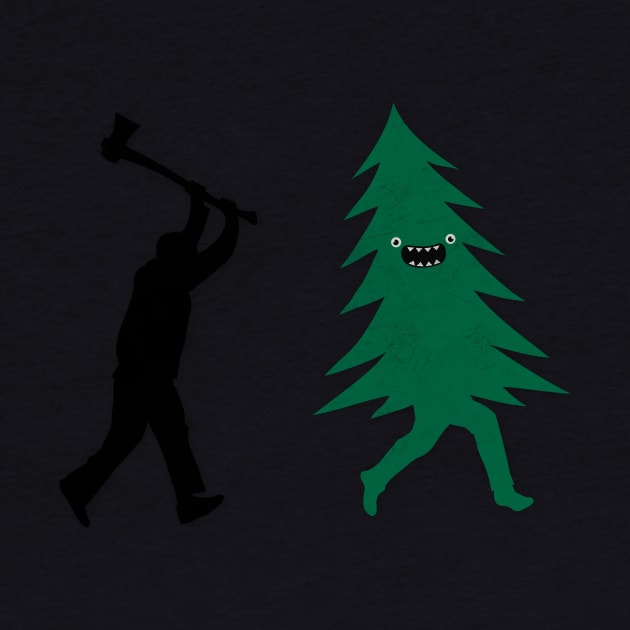 Funny Christmas Tree Hunted by lumberjack (Funny Humor) by badbugs